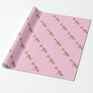 Cute Giraffe drawing, safari animals Wrapping Paper