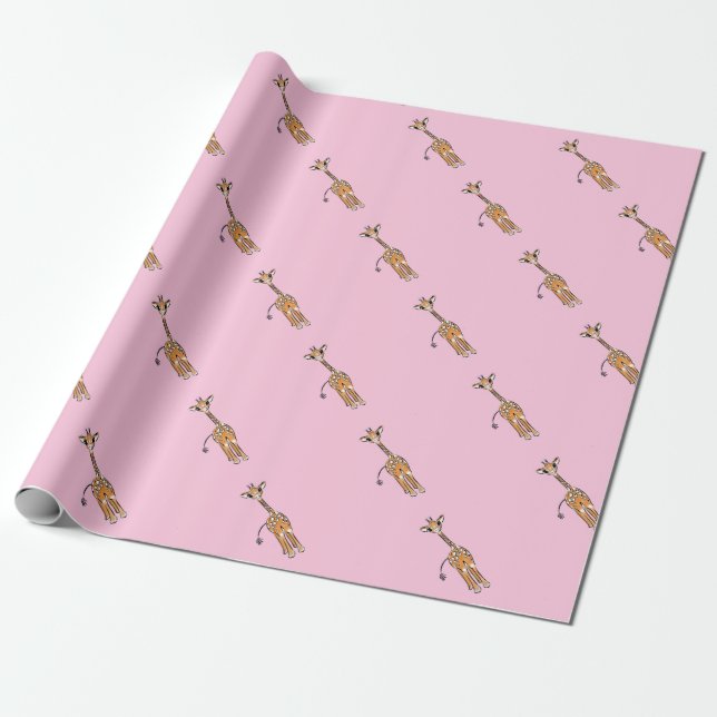 Cute Giraffe drawing, safari animals  Wrapping Paper (Unrolled)