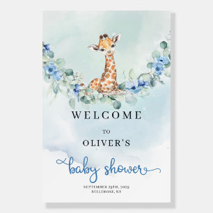 Cute Giraffe Eucalyptus Baby Shower Welcome Foam Board