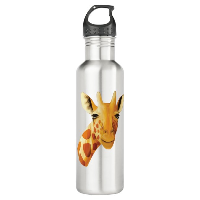 Cute giraffe face beautiful safari  stainless steel water bottle (Front)