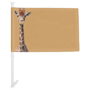 Cute giraffe face car flag
