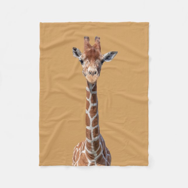 Cute giraffe face fleece blanket (Front)