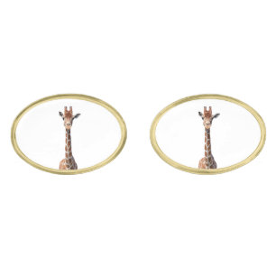 Cute giraffe face gold cufflinks