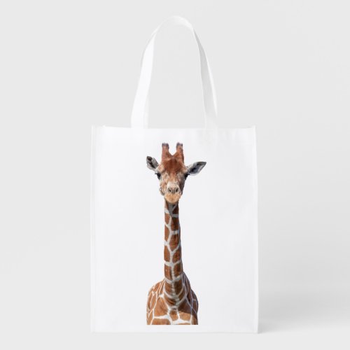 Cute giraffe face grocery bag