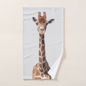 Cute Giraffe Face Hand Towel by hildurbjorg at Zazzle