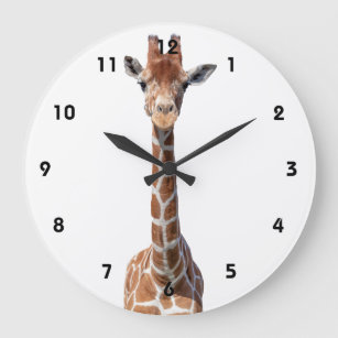 Cute giraffe face large clock