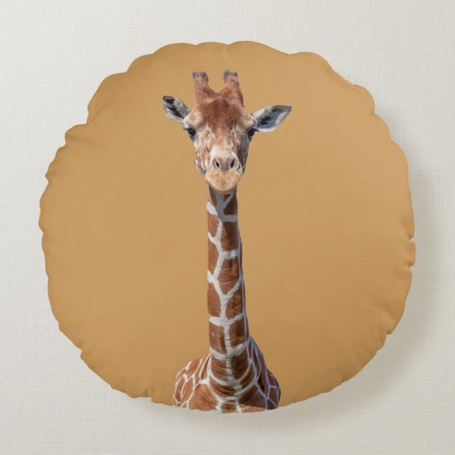 Cute giraffe face round pillow (Front)
