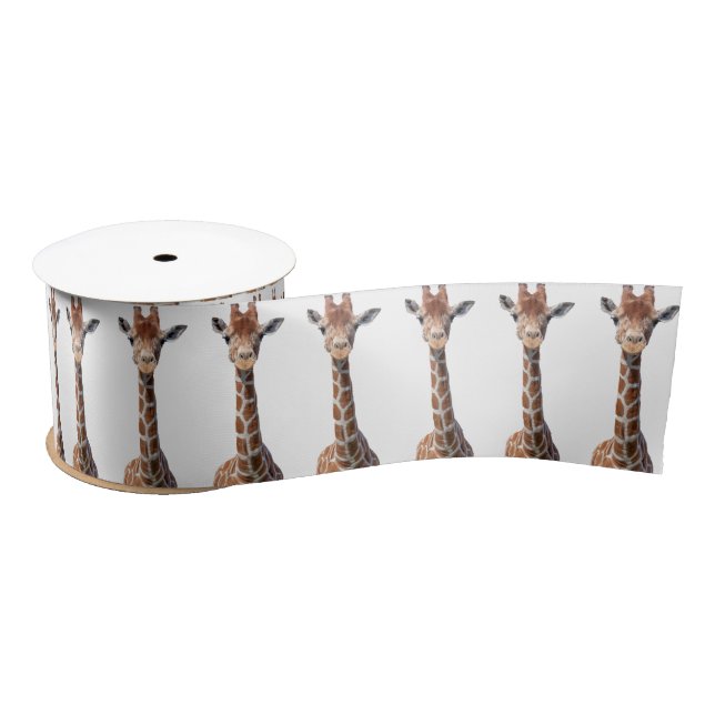 Cute giraffe face satin ribbon (Spool)