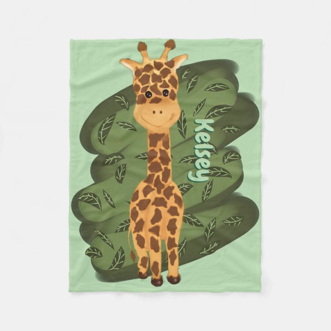 Cute Giraffe Fleece Blanket (Front)