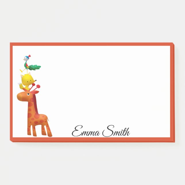 Cute Giraffe Fox Peacock Kawaii Animal Post-it Notes (Front)