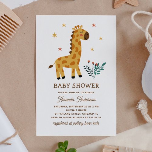 Cute giraffe Funny zoo safari animal baby shower Invitation