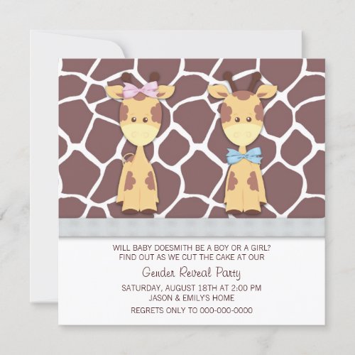 Giraffe Gender Reveal Party Invitations