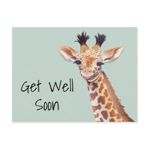 Cute Giraffe Get Well Soon Personalized  Postcard