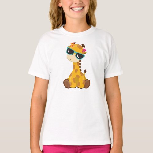 Cute Giraffe Giraffe With Sunglasses Cute Animal T_Shirt