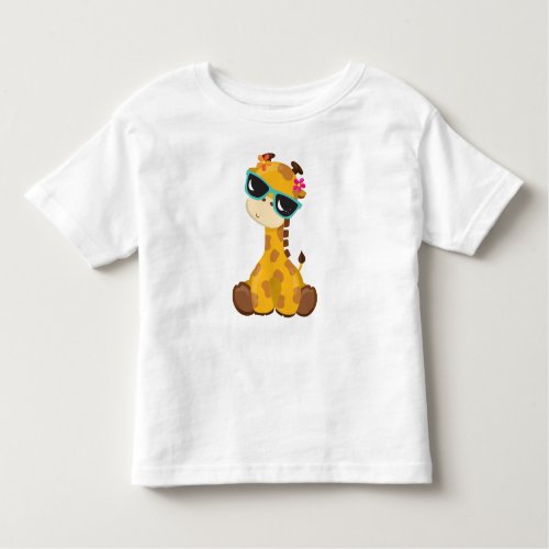 Cute Giraffe Giraffe With Sunglasses Cute Animal Toddler T_shirt