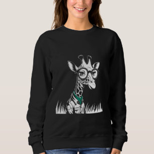 Cute Giraffe Glasses Funny Animal Lover Cool Casua Sweatshirt