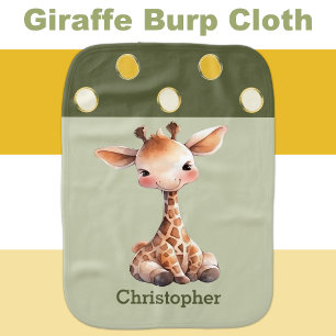 Cute giraffe green yellow baby baby burp cloth