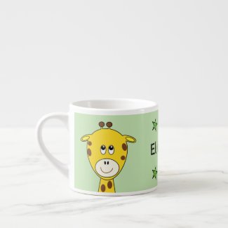Cute giraffe green yellow with stars child's espresso cup