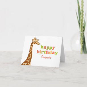 Cute Giraffe Hand-Illustrated Wildlife Zoo Animal Card