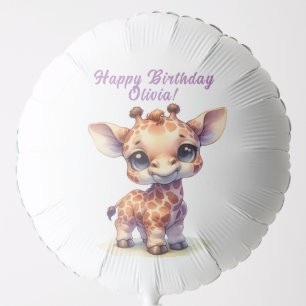 Cute giraffe happy birthday balloon