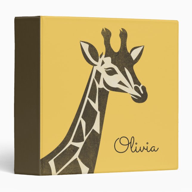 Cute giraffe head decoration 3 ring binder (Front/Spine)