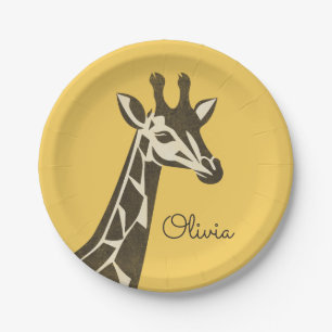 Cute giraffe head decoration paper plates