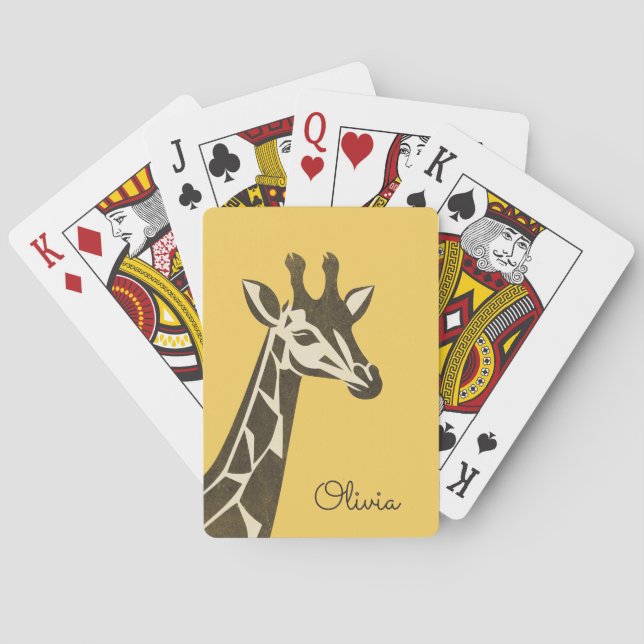 Cute giraffe head decoration poker cards (Back)