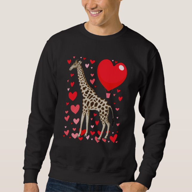 Cute Giraffe Heart Tall Couples Valentine Zoo Anim Sweatshirt (Front)