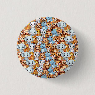 Cute giraffe hippo wild jungle safari Pattern Button
