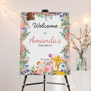 Cute giraffe holding flower Welcome baby shower Foam Board