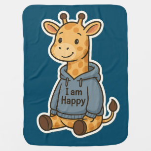 Cute Giraffe Hoodie Sticker  Baby Blanket