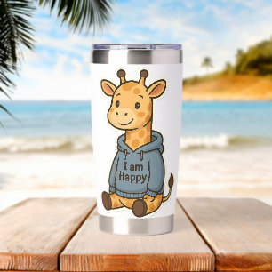 Cute Giraffe Hoodie Sticker Insulated Tumbler