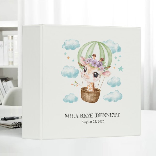 Cute Giraffe Hot Air Balloon Sky Baby's First Book 3 Ring Binder (Creator Uploaded)