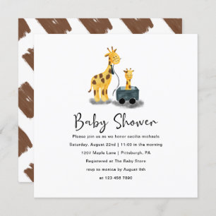 Cute Giraffe Illustration Baby Shower Invitation