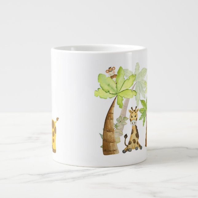 Cute Giraffe Illustration Giant Coffee Mug (Front)