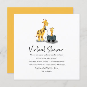 Cute Giraffe Illustration Virtual Baby Shower Invitation