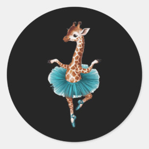 Cute Giraffe In A Tutu Dancing As A Ballerina Classic Round Sticker