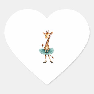 Cute giraffe in a tutu dancing as a ballerina, gif heart sticker