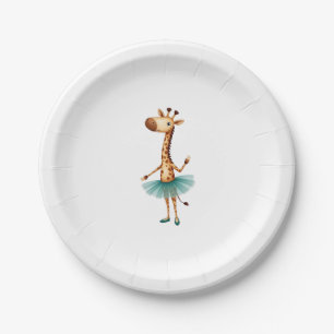 Cute giraffe in a tutu dancing as a ballerina, gif paper plates