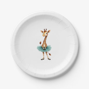 Cute giraffe in a tutu dancing as a ballerina, gif paper plates
