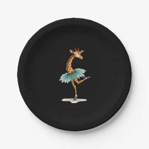 Cute giraffe in a tutu dancing as a ballerina, gif paper plates