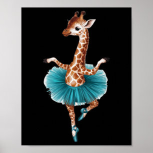 Cute Giraffe In A Tutu Dancing As A Ballerina Poster