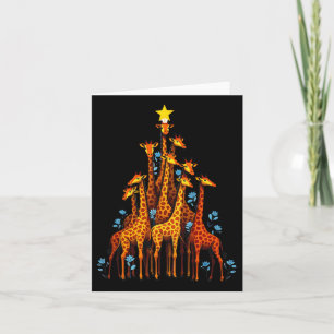 Cute Giraffe In Christmas Tree Hat Floral Giraffe Card