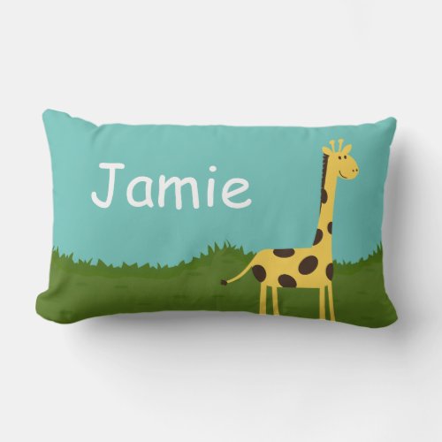 Cute Giraffe in Grass Personalised Throw Pillow