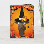 Cute Giraffe In Witches Hat Halloween Card at Zazzle