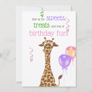 Cute Giraffe Jungle Animal Birthday Party Invitation