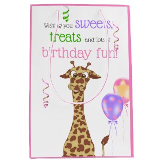 Cute Giraffe Jungle Animal Birthday Party Medium Gift Bag