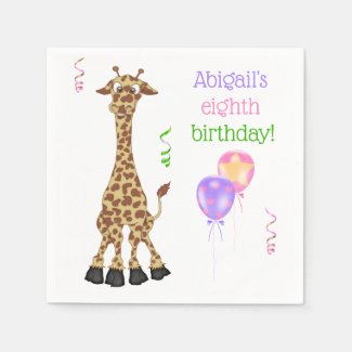 Cute Giraffe Jungle Animal Birthday Party Napkins