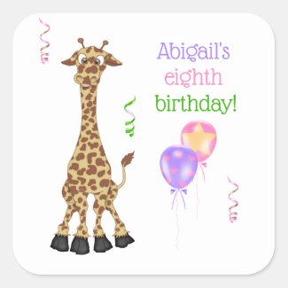 Cute Giraffe Jungle Animal Birthday Square Sticker