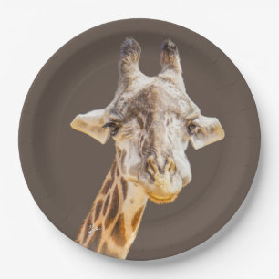 Cute Giraffe Jungle Animal Photography Paper Plates